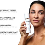 DRMTLGY SmrtSun showing the oil-free and paraben-free medical grade skincare labels
