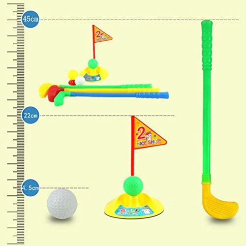 Toddler practicing with BinaryABC educational golf club set
