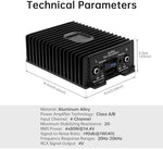 DriSentri 80Wx4 audio modification power amplifier showcasing the universal DSP interface ports.