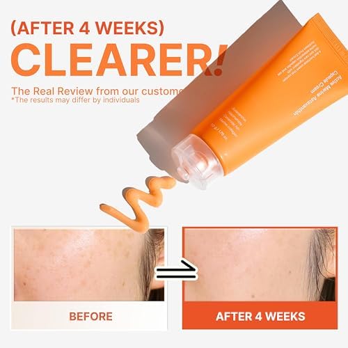 Texture detail of the marine astaxanthin orange capsule suspension within the cream base