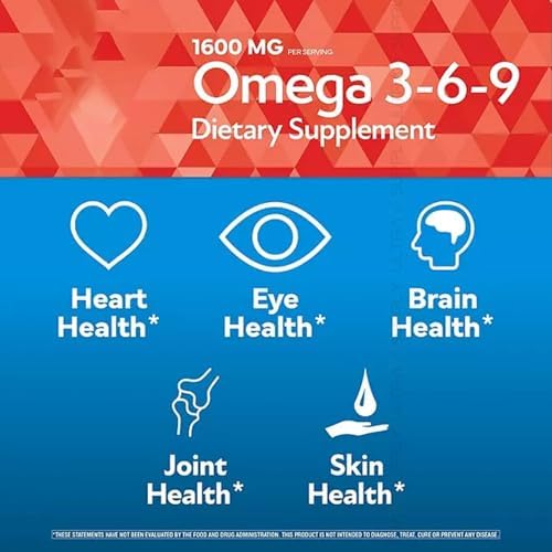 Side view of Presca Omega 3-6-9 supplement 325 softgels