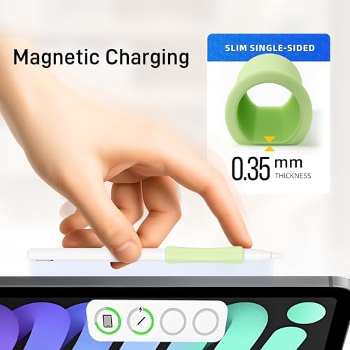 ELETIUO premium ultra thin silicone sleeve installed on a second generation stylus charging magnetically.