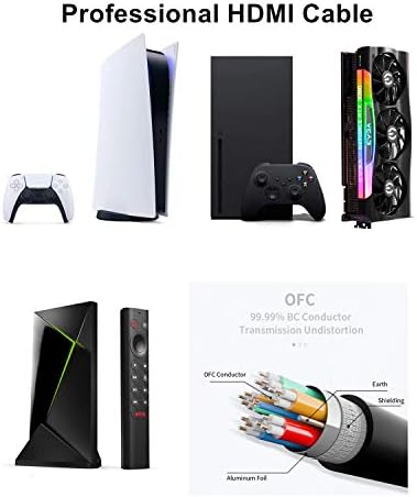 Ubluker HDMI two point one cable connected to a PlayStation five console rear panel.