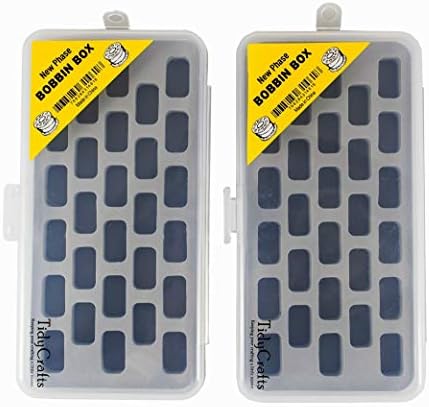 Open storage container displaying foam insert with loaded bobbins