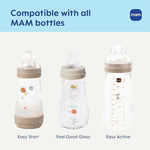 Packaging view of the four count pack of MAM newborn nipples imported from the United States.