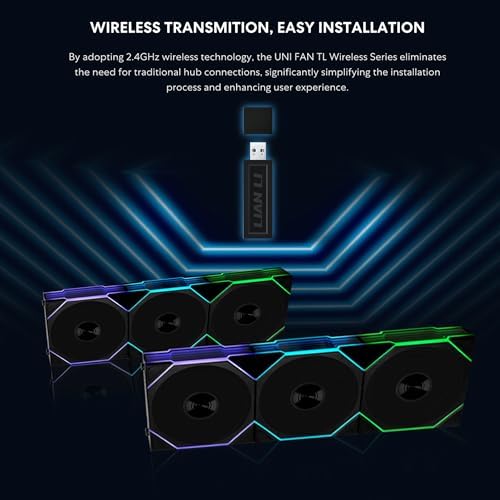 Lian Li 120mm wireless ARGB fans highlighting the premium side infinity mirror design.
