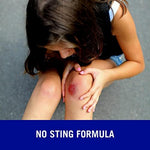 Close up of Nexcare alcohol free skin shield spray highlighting its pain free application for cracked skin.