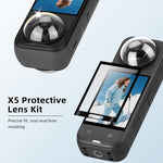 Two pack screen protectors and dual lens guards laid out with professional installation kit