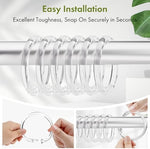 Amazer transparent rustproof curtain hooks holding up a bathroom liner smoothly.