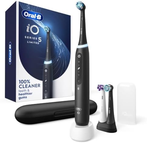 Oral-B iO Series 5 Electric Toothbrush in Matte Black front view showing smart display ring