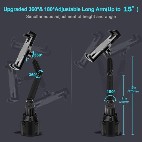 Side angle of the heavy duty car mount holding a smartphone with charging cable plugged into the hollow clip.