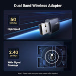 UGreen dual band computer adapter highlighting the sleek black ventilation chassis