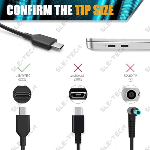 Close-up of the USB Type-C connector tip on the SLE-TECH power cord replacement.