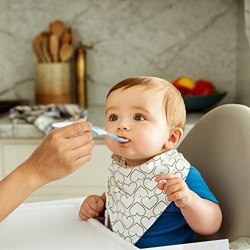 Close up look at the rounded soft spoon bowls of the Munchkin infant feeding set.
