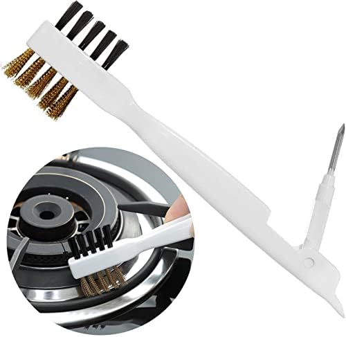 Leuapl Kitchen Cleaning Scrub Brush front view with brass and nylon bristles.