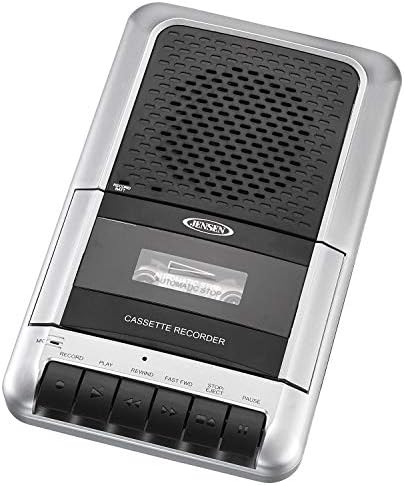 Jensen MCR-100 cassette recorder side view highlighting the headphone jack and volume control wheel.