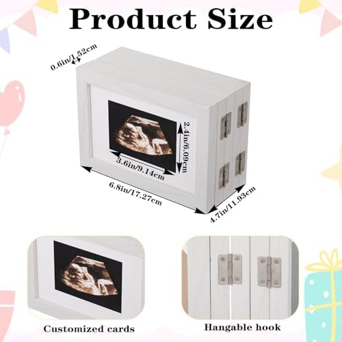 Biubee multi panel baby ultrasound photo frame showcasing the premium medium density fibreboard texture and accordion folding style.
