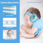 Side profile of baby wearing noise reducing earmuffs