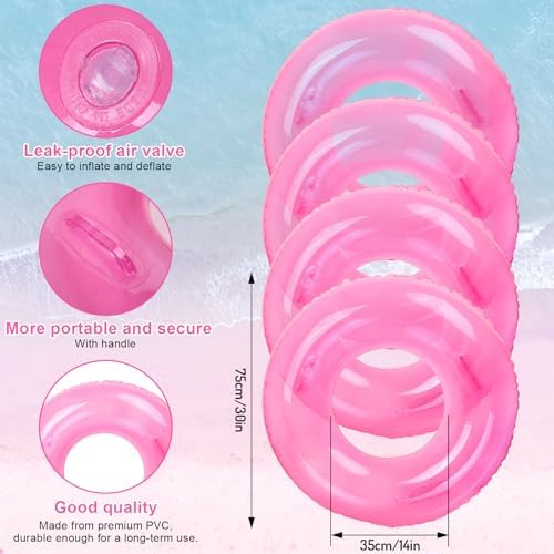 Fysuimu transparent pink swimming pool tube with handles for adults