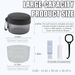 Denture storage box with a thickened silicone seal on the screw lid preventing water spills