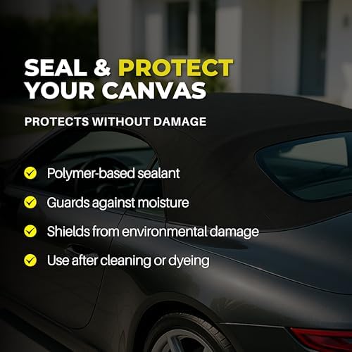 Protex soft top sealant guarding vehicle exterior materials against bird droppings, tree sap, and road salt damage.