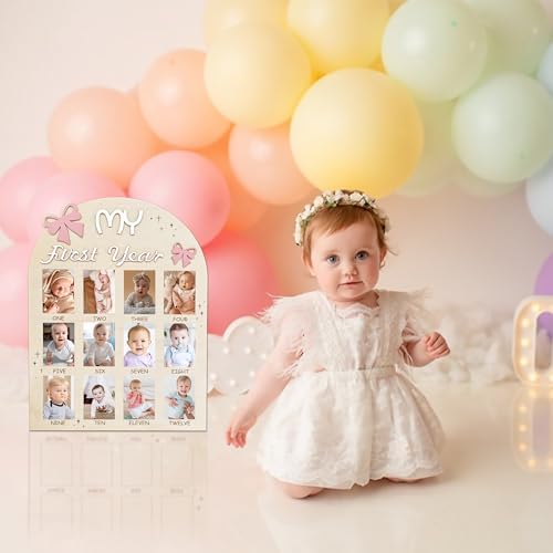 First year photo display frame set with included dot glue and hook