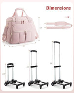 Rolling Teacher Bag with 15.6" Laptop Compartment & Accordion File Organizer, Wheeled Work Briefcase Tote with Detachable Trolley for Women, Pink - Image 7
