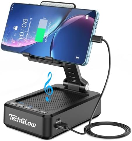 TechGlow phone stand with 5000mAh power bank side profile