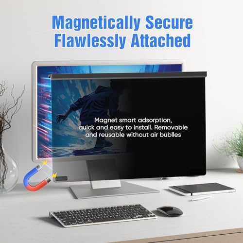 Side angle view showing the 60 degree blackout privacy effect on a computer screen.
