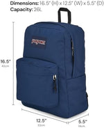 JanSport SuperBreak Plus black rucksack showing padded 15 inch laptop sleeve