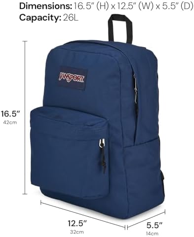 JanSport SuperBreak Plus black rucksack showing padded 15 inch laptop sleeve