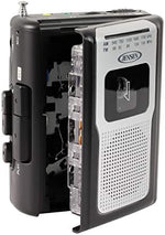 Jensen lightweight retro cassette player side profile view highlighting the tuning dial controls