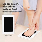 Clean touch ink pad showing zero ink contact method for infant feet