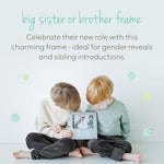 Tiny Ideas big brother gift keepsake frame angled view highlighting the premium wood and glass materials.