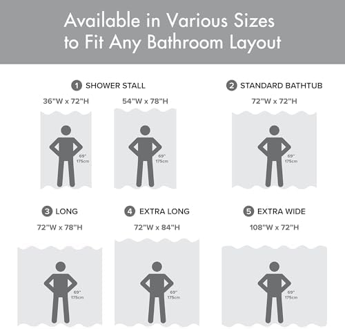Full length view of standard 72x72 inches Madison Park premium grey spa quality shower curtain