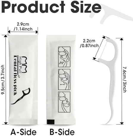 Durable shred resistant dental thread on a UBL interdental pick being held up to show precise tension