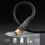 Close up of KabelDirekt gold plated TOSLINK connector