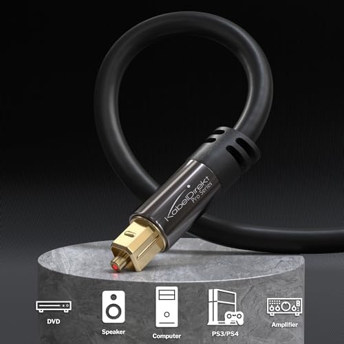 Close up of KabelDirekt gold plated TOSLINK connector