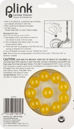 Side view of Plink garbage disposal cleaner package showing features