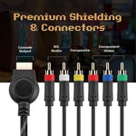 Fully shielded six feet YPbPr video cord for classic gaming consoles.