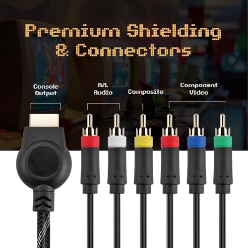 Fully shielded six feet YPbPr video cord for classic gaming consoles.