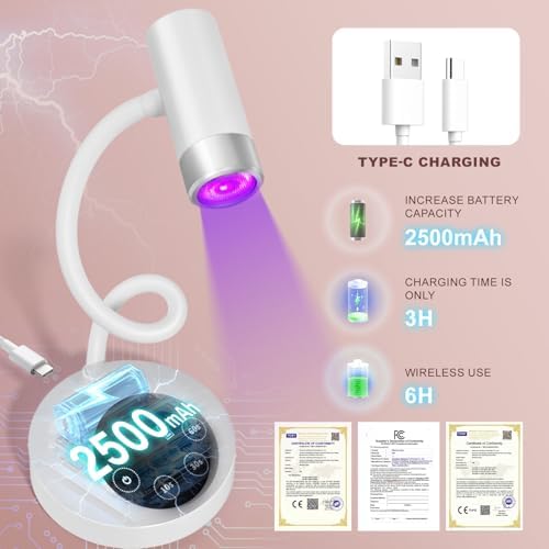 Type C charging port and power switch on the portable cordless nail lamp.