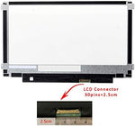 FirstLCD Chromebook display rear view highlighting the thirty pin connector and the side mounting brackets.