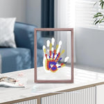 Detailed view of DIY family handprint kit acrylic sheets