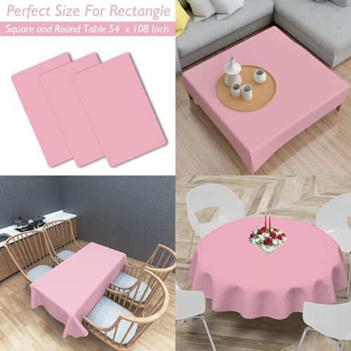 Pink disposable table cloth 54 by 108 inch dimensions for parties