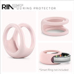 Rinfit silicone ring enhancer sliding onto a smart ring device.