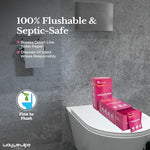 WayWeWipe septic safe and biodegradable feminine wipes being held to show extra-large size.