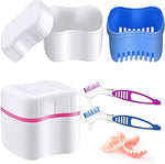 White denture bath case with strainer basket open