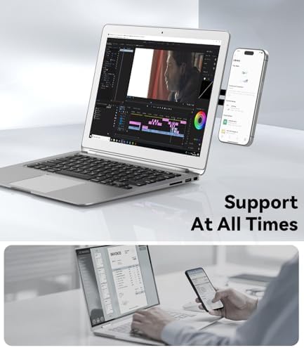 Side profile of CloudValley aluminum phone mount folded against a laptop screen.