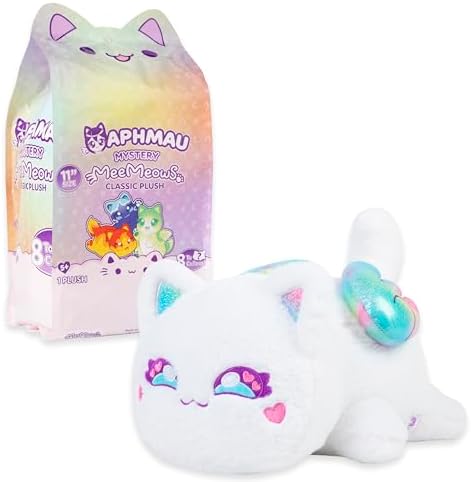 Side view of the authentic hug sized 11 inch elemental feline soft toy